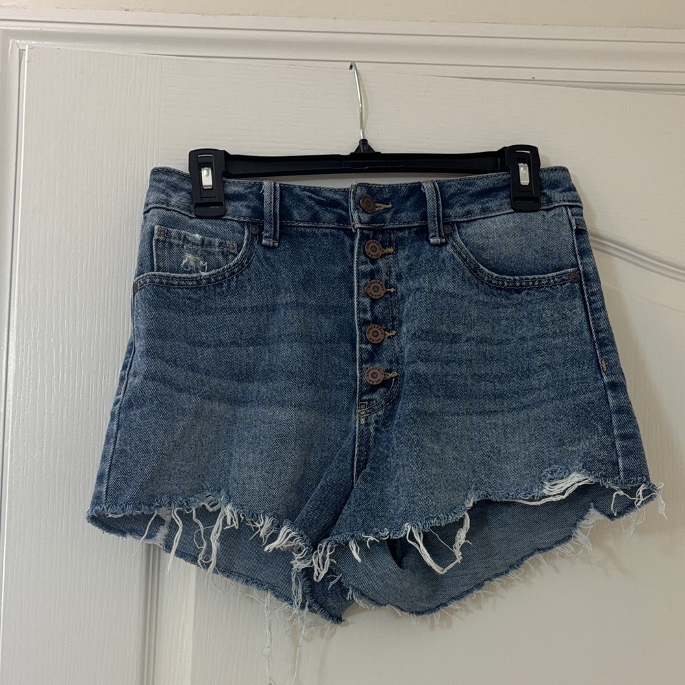 Denim Frayed Hem Women Shorts